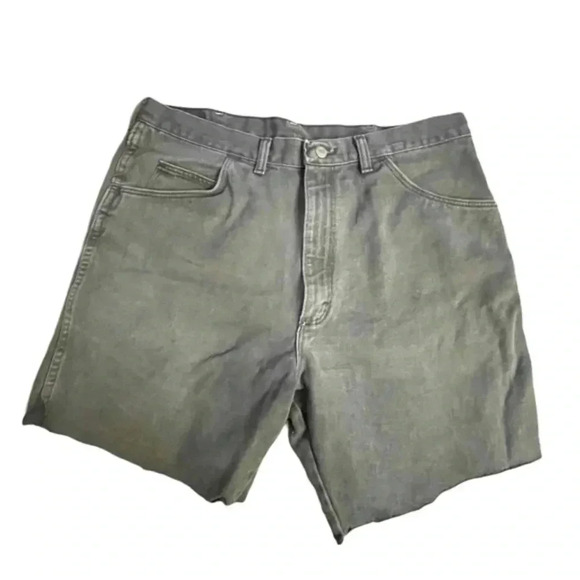 Vintage wrangler hero originals dark green cutoff shorts high waisted unisex - Picture 1 of 10